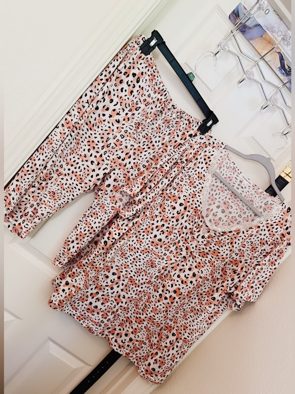 Catherine Malandrino Cream & Blush Leopard Print Top